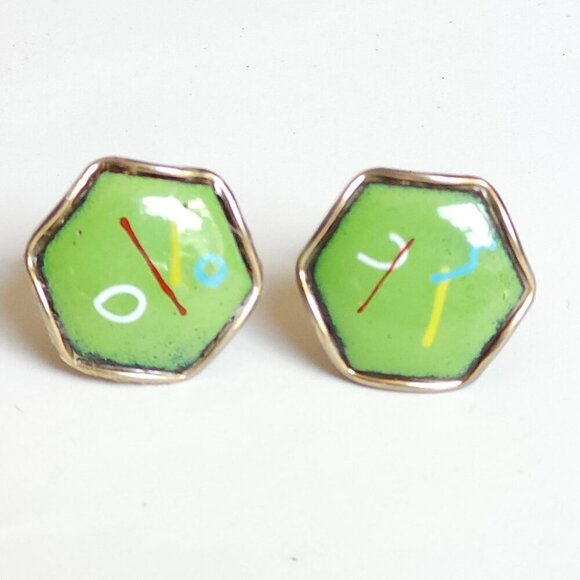 FUN Artistic Geometric Cufflinks Vintage Gold Tone Cuff Links - Picture 2 of 3